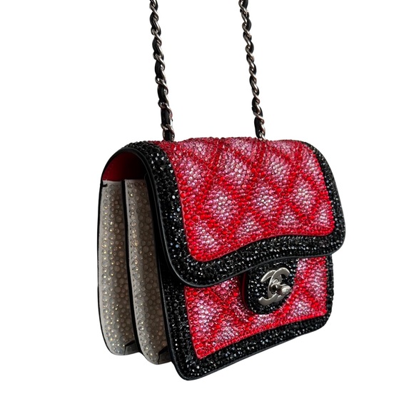 Chanel Rare Lambskin Crystal Diamante Mini Flap Bag - Picture 2 of 9